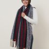 SF1127 Navy – Variegated Color Stripe Scarf For Women