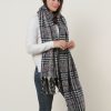 SF1130 Navy â€“ Variegated Color Lattice Pattern Scarf With Tassels