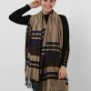 SF1133 Camel – Textured Patchwork Stripe Scarf With Tassels