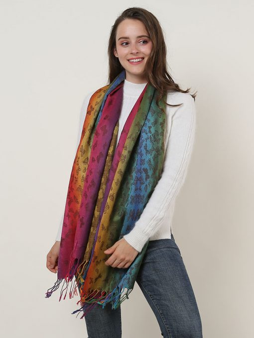 SF1136-3 – Rainbow Color Butterfly Scarf With Tassels