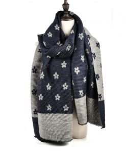 SF966 Navy – Oversized Women Floral Scarf