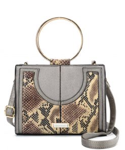 SY2175 APRICOT – Generous Snakeskin Bag With Ring Handle