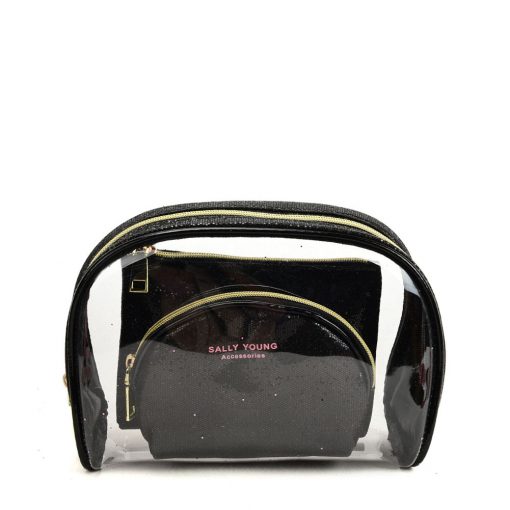 SY2184 BLACK – Transparent Saddle Shaped Set Bags