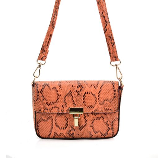 VK2116 ORANGE – Snakeskin Handbag For Women