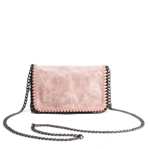 VK5531 PINK – Bright Leather Bag With Chain Handel