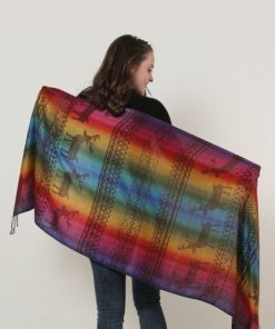 SF1137-3 – Rainbow Color Elk Pattern Scarf With Tassels