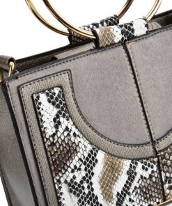 SY2175 GREY – Generous Snakeskin Bag With Ring Handle