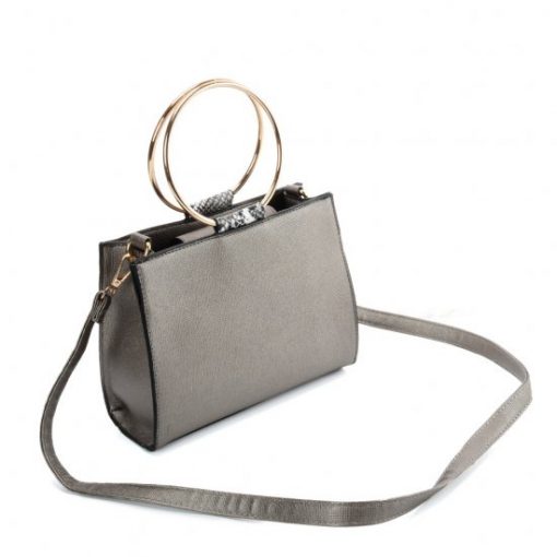 SY2175 SILVER – Generous Snakeskin Bag With Ring Handle