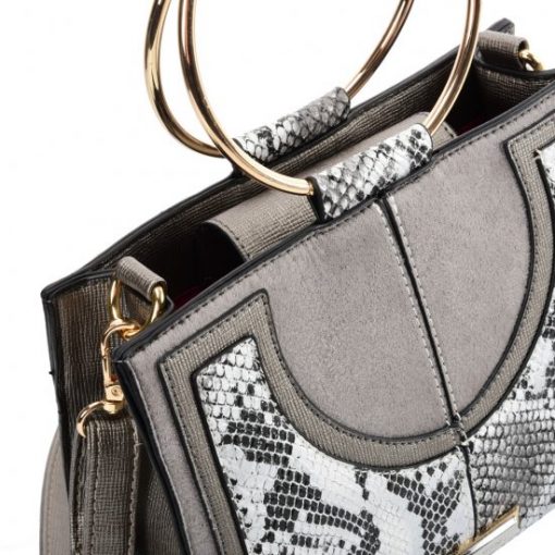 SY2175 SILVER – Generous Snakeskin Bag With Ring Handle