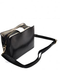 SY2179 BLACK – Simple Solid Color Flash Leather Bag