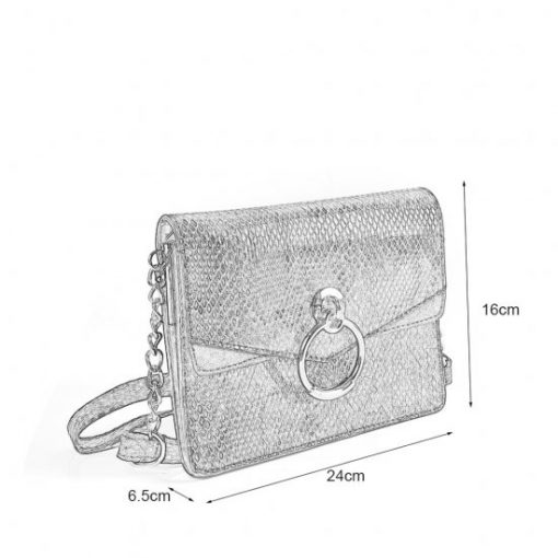 VK2117 ORANGE – Snakeskin Bag With Hardware Ring Decoration