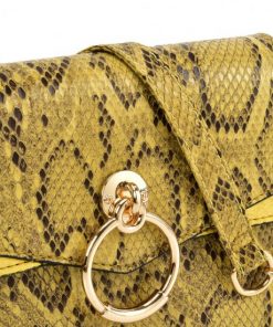 VK2117 YELLOW – Snakeskin Bag With Hardware Ring Decoration
