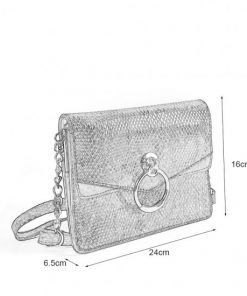 VK2117 YELLOW – Snakeskin Bag With Hardware Ring Decoration