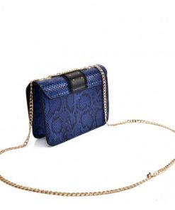 Blue Snakeskin Chain Bag For Women