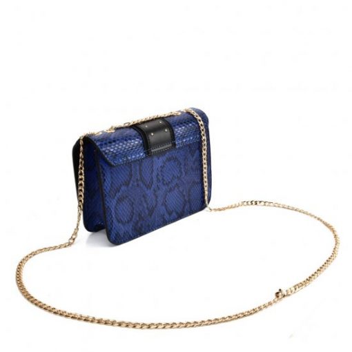 Blue Snakeskin Chain Bag For Women