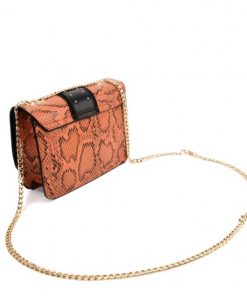 VK2118 ORANGE – Snakeskin Chain Bag For Women