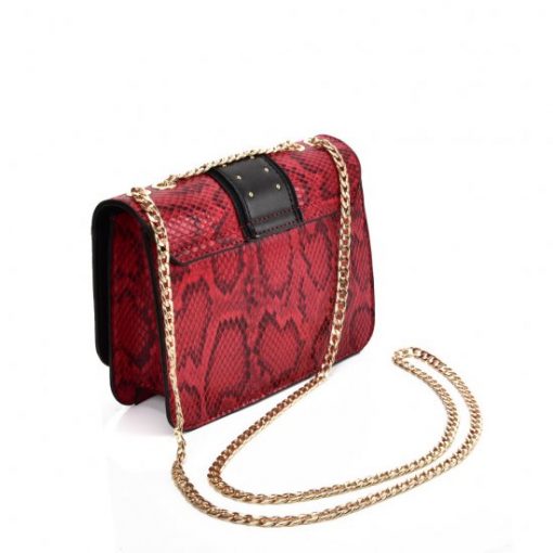 VK2118 RED – Snakeskin Chain Bag For Women