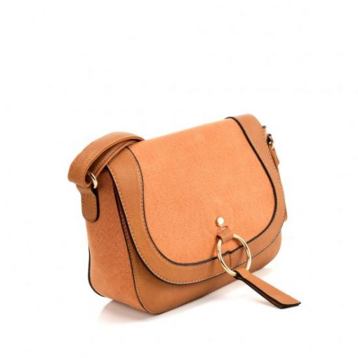Women Solid Color Leather Saddle Bag