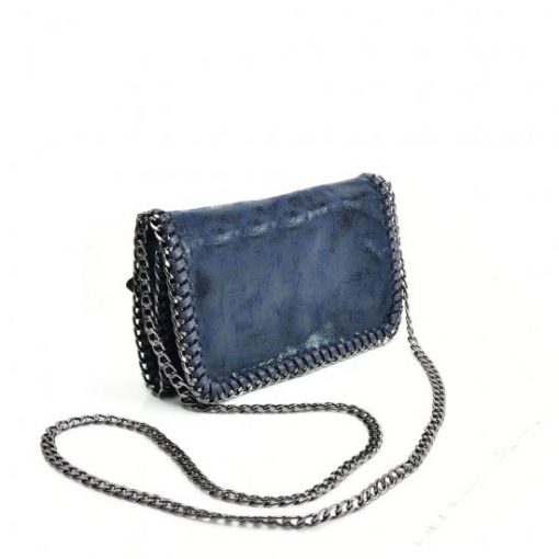 VK5531 BLUE – Bright Leather Bag With Chain Handel