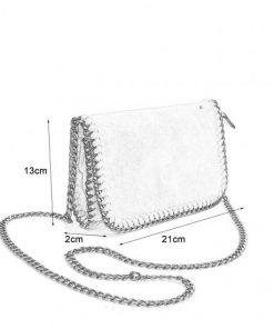 VK5531 LIGHT GREY – Bright Leather Bag With Chain Handel
