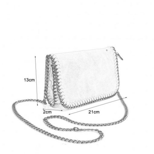 VK5531 LIGHT GREY – Bright Leather Bag With Chain Handel
