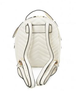 VK5535 WHITE – Solid Color Backpack With Hardware Decoration