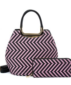 VK2123 PINK – Shell Set Bag With Simple Geometric Pattern Design