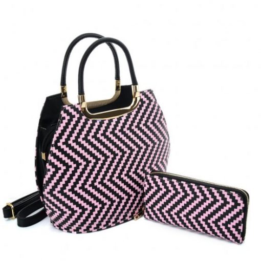 VK2123 PINK – Shell Set Bag With Simple Geometric Pattern Design