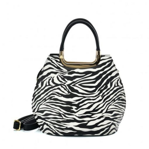 VK2124 WHITE – Simple Set Bag With Simple Zebra Print And Special Handle Design