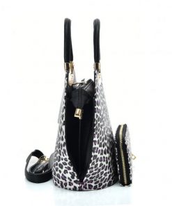 VK2134 PURPLE – Shell Set Bag With Leopard Print And Special Handle Design