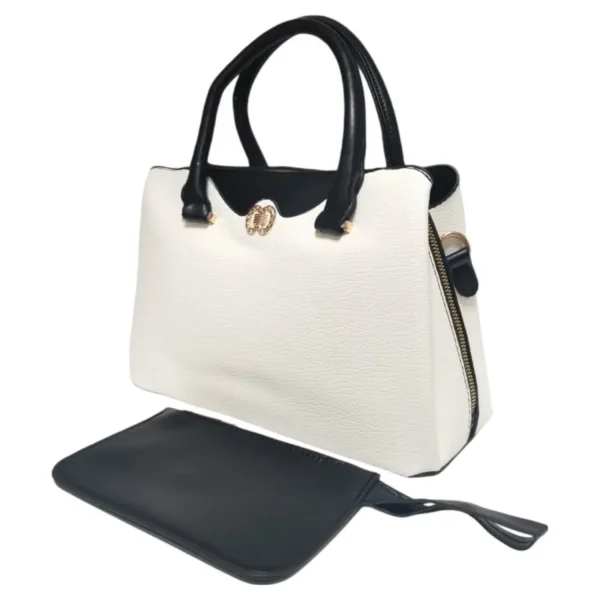 Chic 3 Compartment Bag with a Coin Purse - White