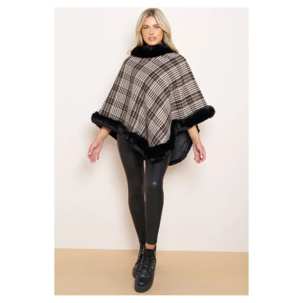 Fleece Lined Faux Fur Poncho