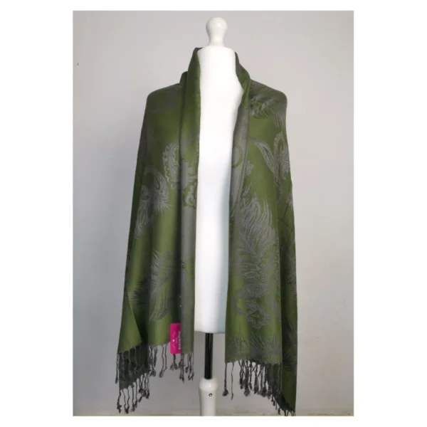 Soft Reversible Pashmina scarf Shawl - Feather