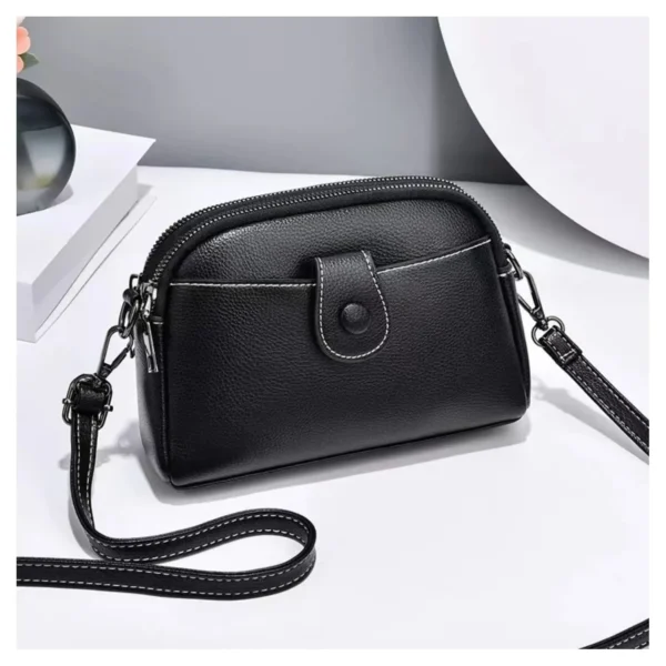 3 compartment shoulder bag - black