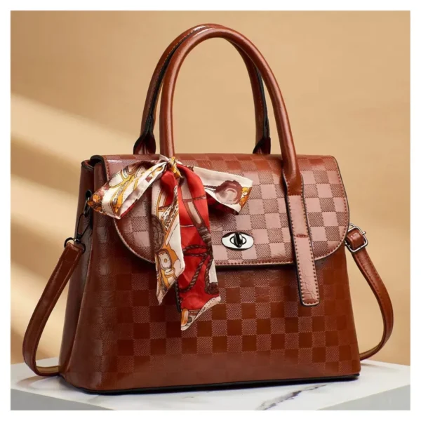 embossed handbag - brown