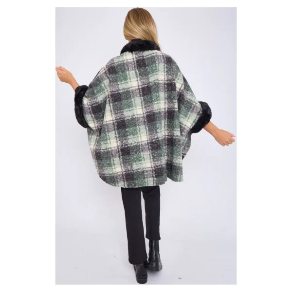 fur trimmed cape back view