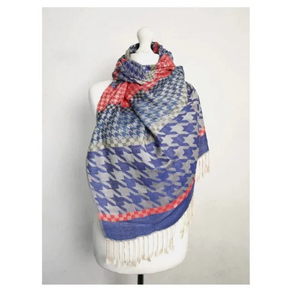 Dogtooth Print shawl pack of 10 - blue