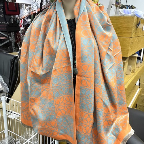 Cashmere Scarf Orange -blue