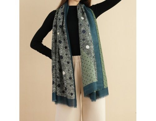 Green scarf with designs