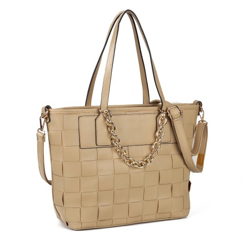 woven leather handbag beige