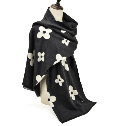 Flowers Cashmere Scarf black