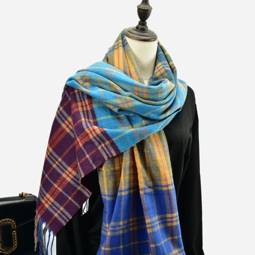 Plaid blue scarf ladies