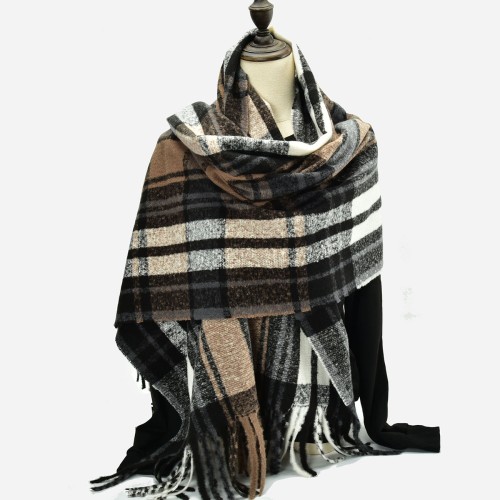 Black Check pattern scarf