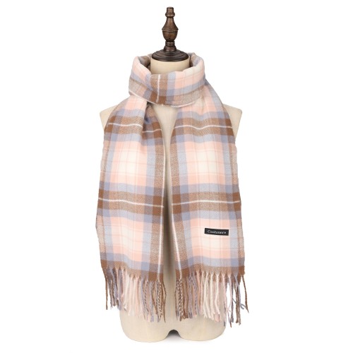 SF1617-PINK Striped Warm Cashmere Scarf