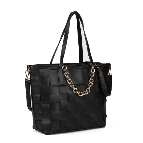 tote woven bag black