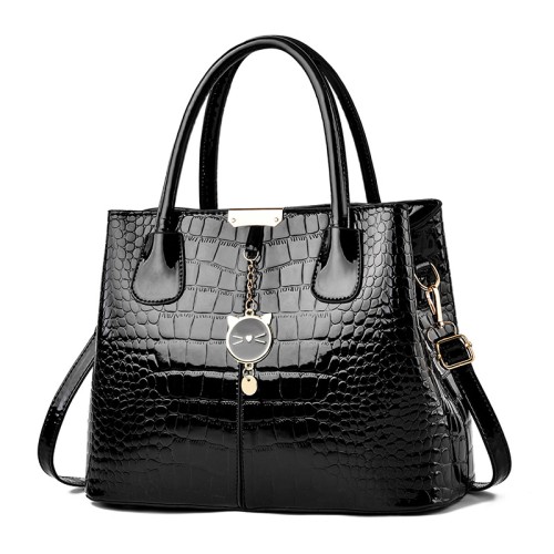 Crocodile pattern fashion bag black