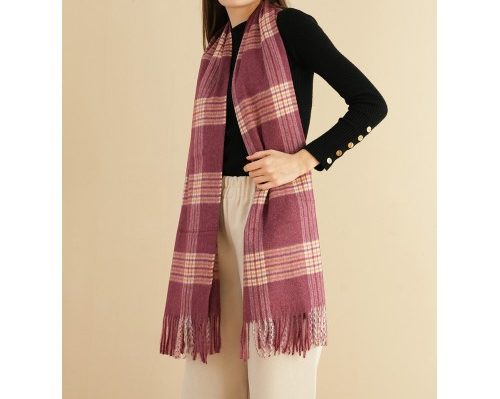 Dark Red Check scarf