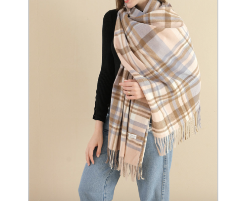 Cozy plaid winter scarf – Purple